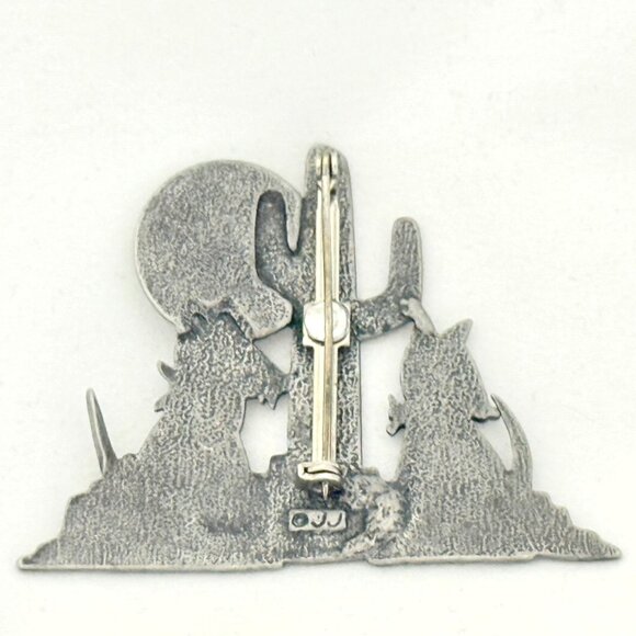 Vintage JJ (Jonette Jewelry) Coyotes/Dogs in Love Brooch/Pin Pewter - Picture 3 of 4